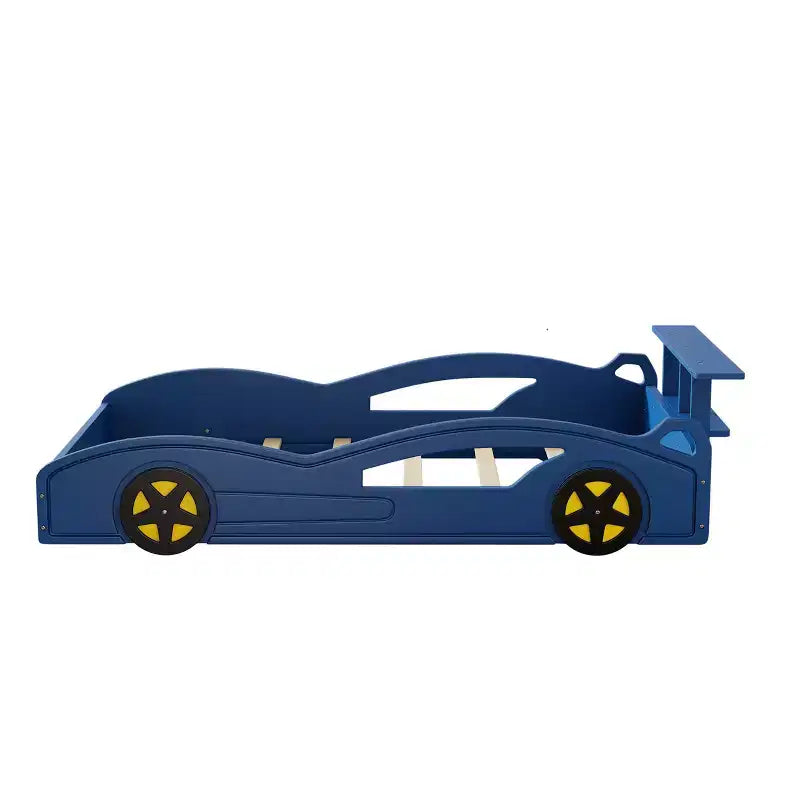 Lit jumeau plate-forme en bois en forme de voiture avec roulettes et rangement