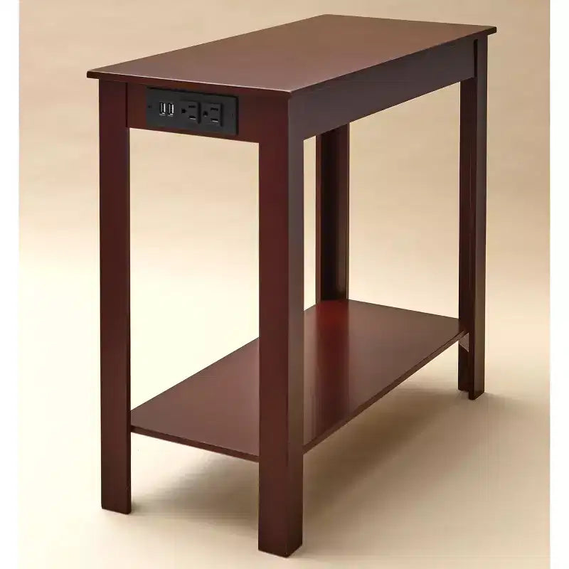 Table d'appoint étroite avec station de charge - Ports USB et prises électriques