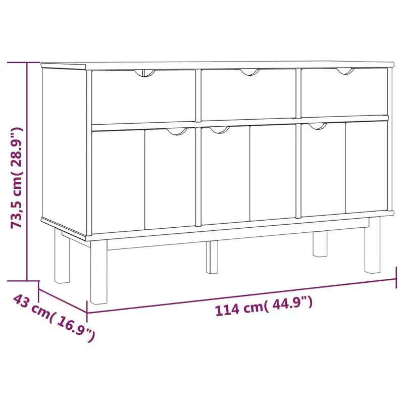 Buffet de rangement pour salon en bois de pin massif