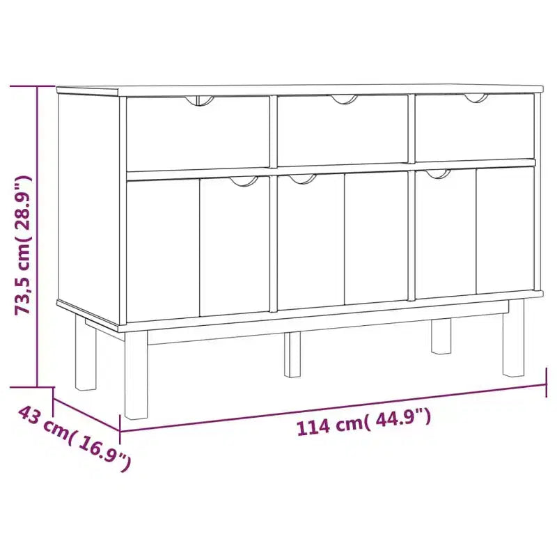 Buffet de rangement pour salon en bois de pin massif