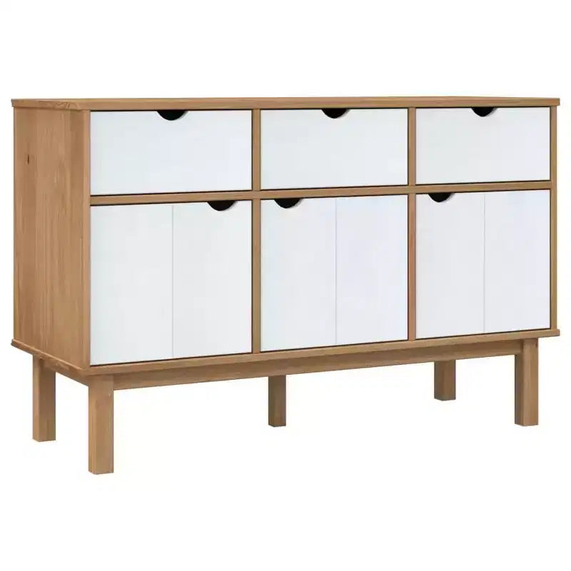 Buffet de rangement pour salon en bois de pin massif