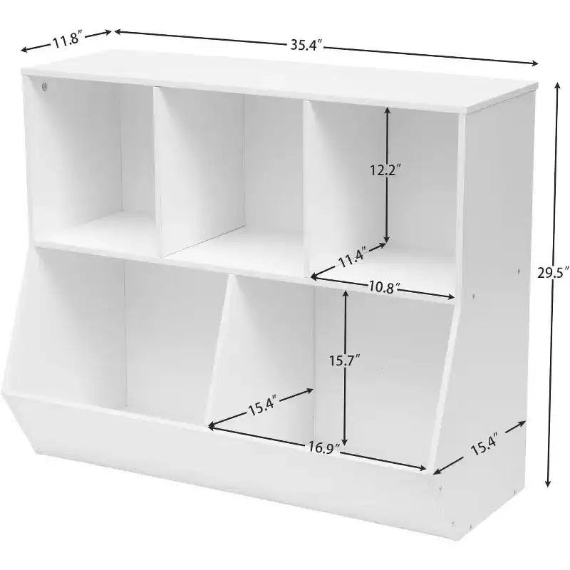 Étagère à livres pour enfants de 89,9 cm avec pied de lit bibliothèque - Rangement de jouets, étagère à jouets pour enfants et armoire de rangement à 5 compartiments