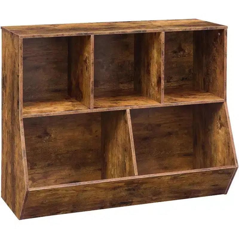 Étagère à livres pour enfants de 89,9 cm avec pied de lit bibliothèque - Rangement de jouets, étagère à jouets pour enfants et armoire de rangement à 5 compartiments