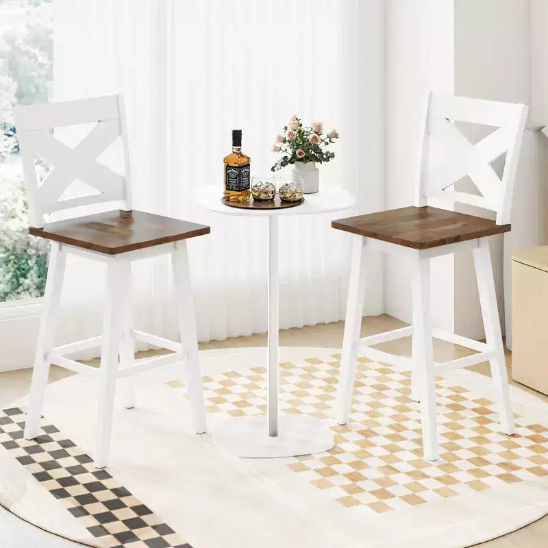 Tabourets de Bar Pivotants avec Dossier Grand Siège Repose-Pieds pour Îlot de Cuisine