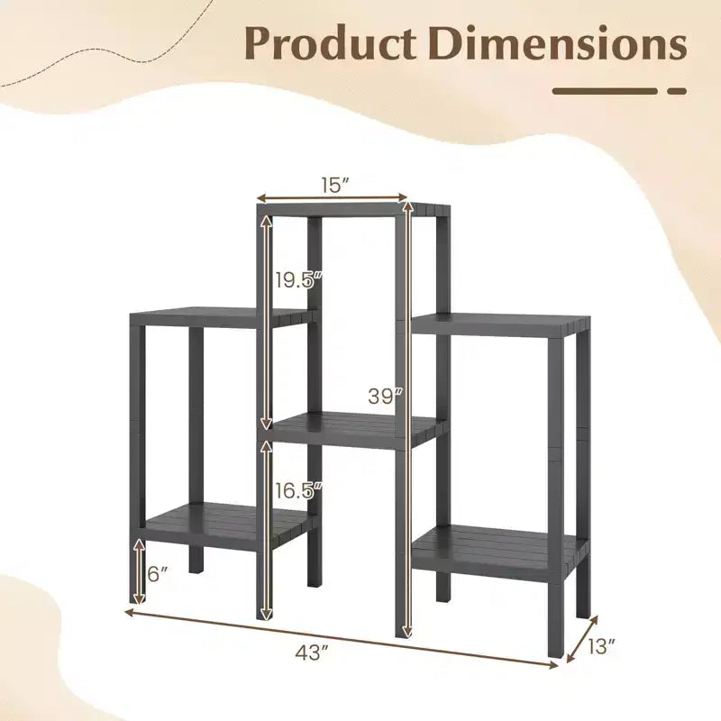 Étagère de rangement modulaire en plastique à 6 niveaux, ouverte, utilitaire