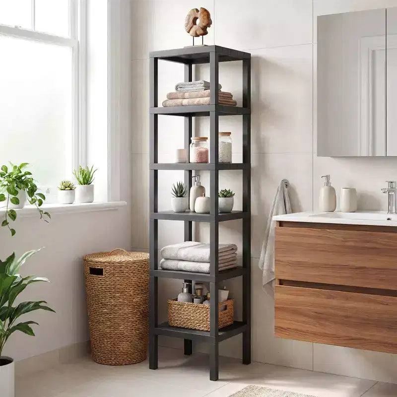 Étagère de rangement modulaire en plastique à 6 niveaux, ouverte, utilitaire