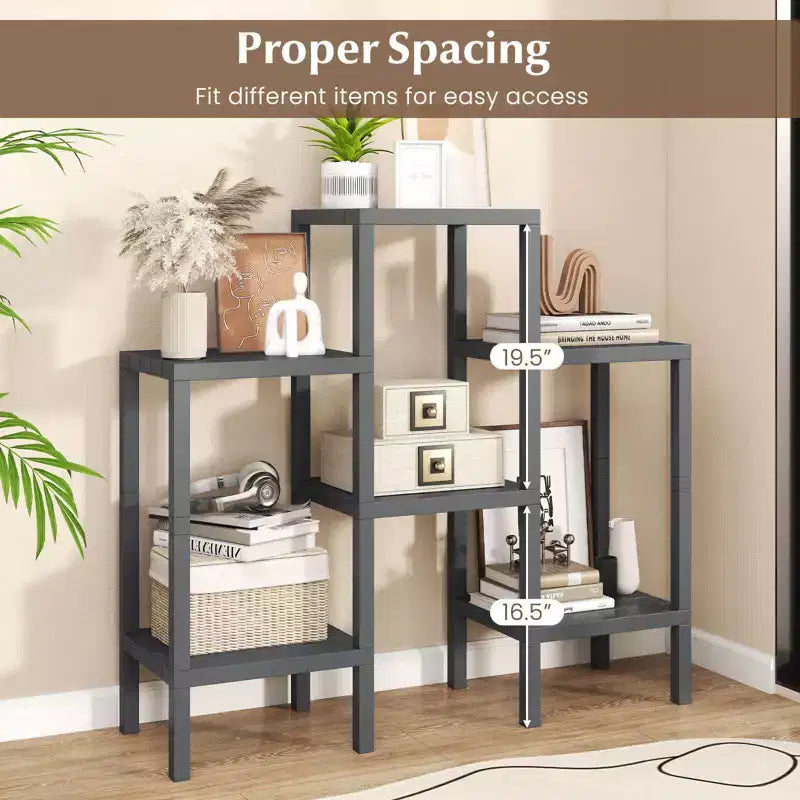 Étagère de rangement modulaire en plastique à 6 niveaux, ouverte, utilitaire