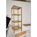 4-Tier Bamboo Shelf Narrow Bathroom Shelf, Natural Wood Plant Stand Standing Towel Rack Corner Rack for Bathroom Entryway Bedroom Kitchen Sunroom