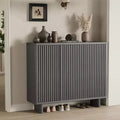 46 Inch Shoe Cabinet with Fluted Door, 5-Tier Storage with 4 Adjustable Shelves, Rustic Shoe Organizer for Entryway, Hallway, Living Room