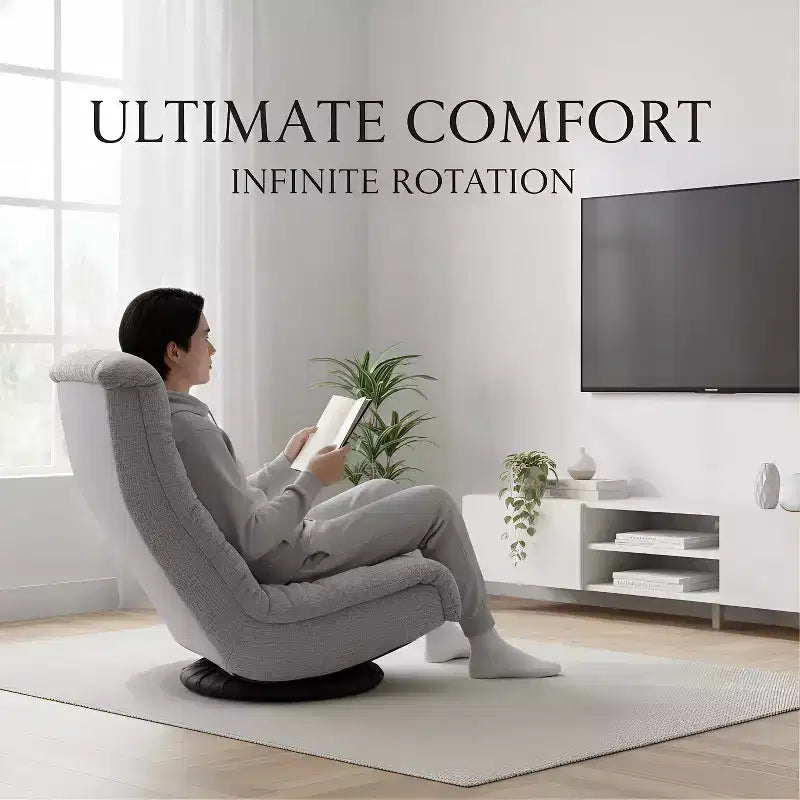 Fauteuil de salon pivotant en mousse avec appui-tête compatible avec le sol Chaise de jeu réglable Gris 26x23x14 pouces