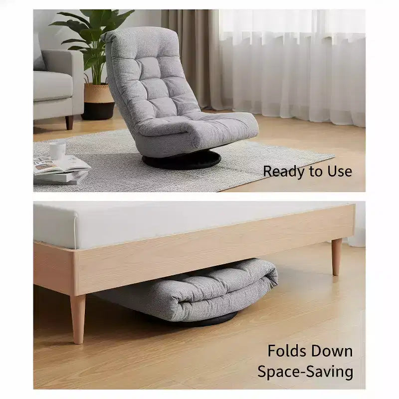 Fauteuil de salon pivotant en mousse avec appui-tête compatible avec le sol Chaise de jeu réglable Gris 26x23x14 pouces