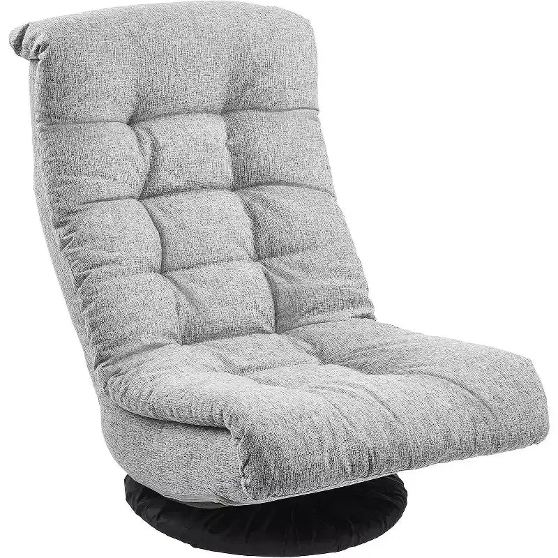 Fauteuil de salon pivotant en mousse avec appui-tête compatible avec le sol Chaise de jeu réglable Gris 26x23x14 pouces