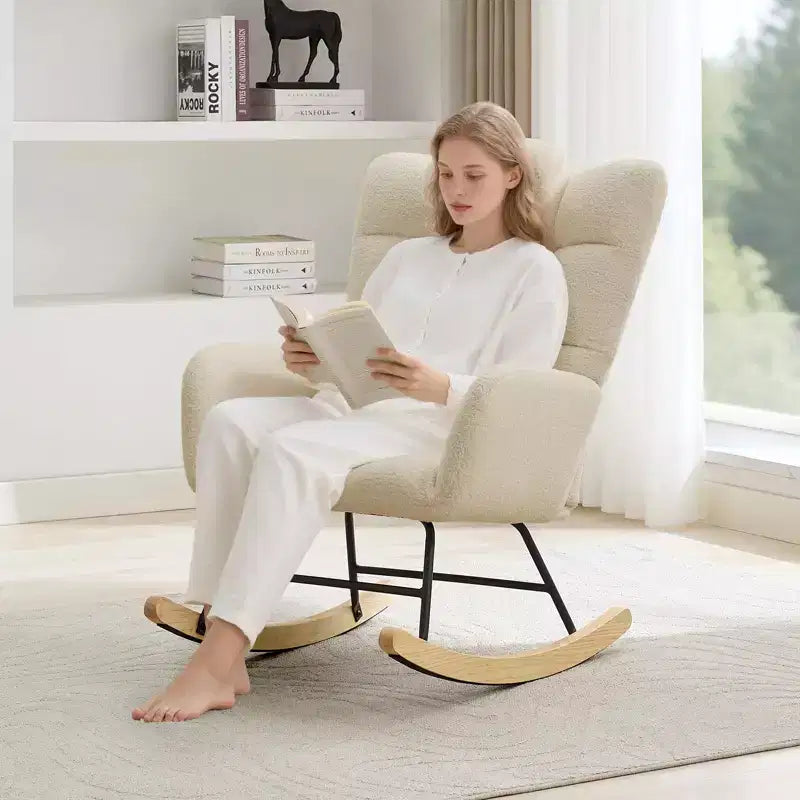 Fauteuil à Bascule de Crèche, Glider Confortable avec Dossier Haut, Siège Rembourré, Fauteuil d'Appoint Vert pour Salon, Chambre
