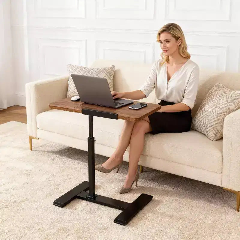 Table de chevet réglable en hauteur avec roulettes, plateau divisé, table de chevet inclinable, support mobile pour ordinateur portable, ordinateur, bureau debout, chariot avec rangement pour l'hôpital